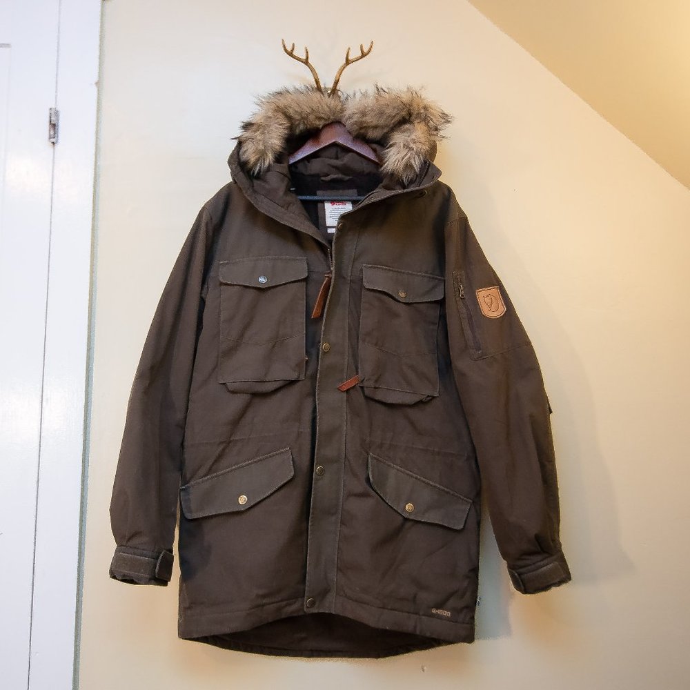 Fjallraven G-1000 Sarek Winter Trekking jacket parka Mens small in olive